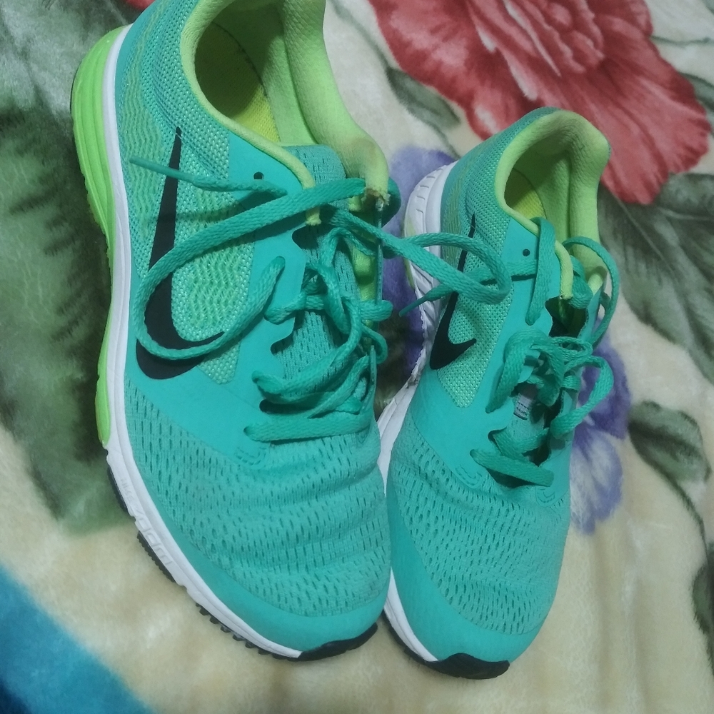 Nike lime green with mint green running shoes